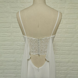 Plunging Vneck Fit and Flare Wedding Dress with Spaghetti Straps