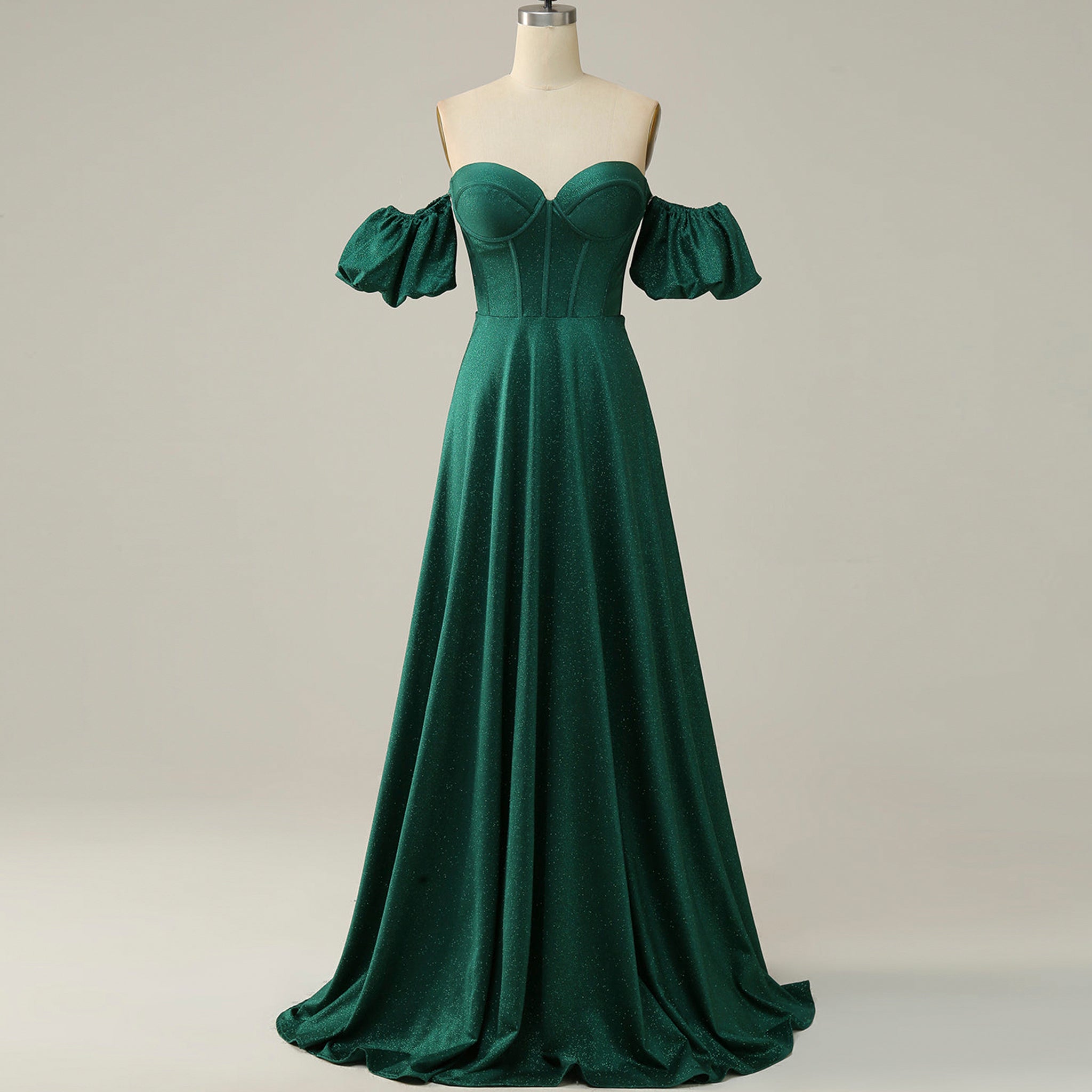 Elegant Hunter Green A Line Off Shoulder Prom Party Gown with Sweetheart Hunter Green / Custom Size Elegant Hunter Green A Line Off Shoulder Prom Party Gown with Sweetheart Hunter Green / Custom Size