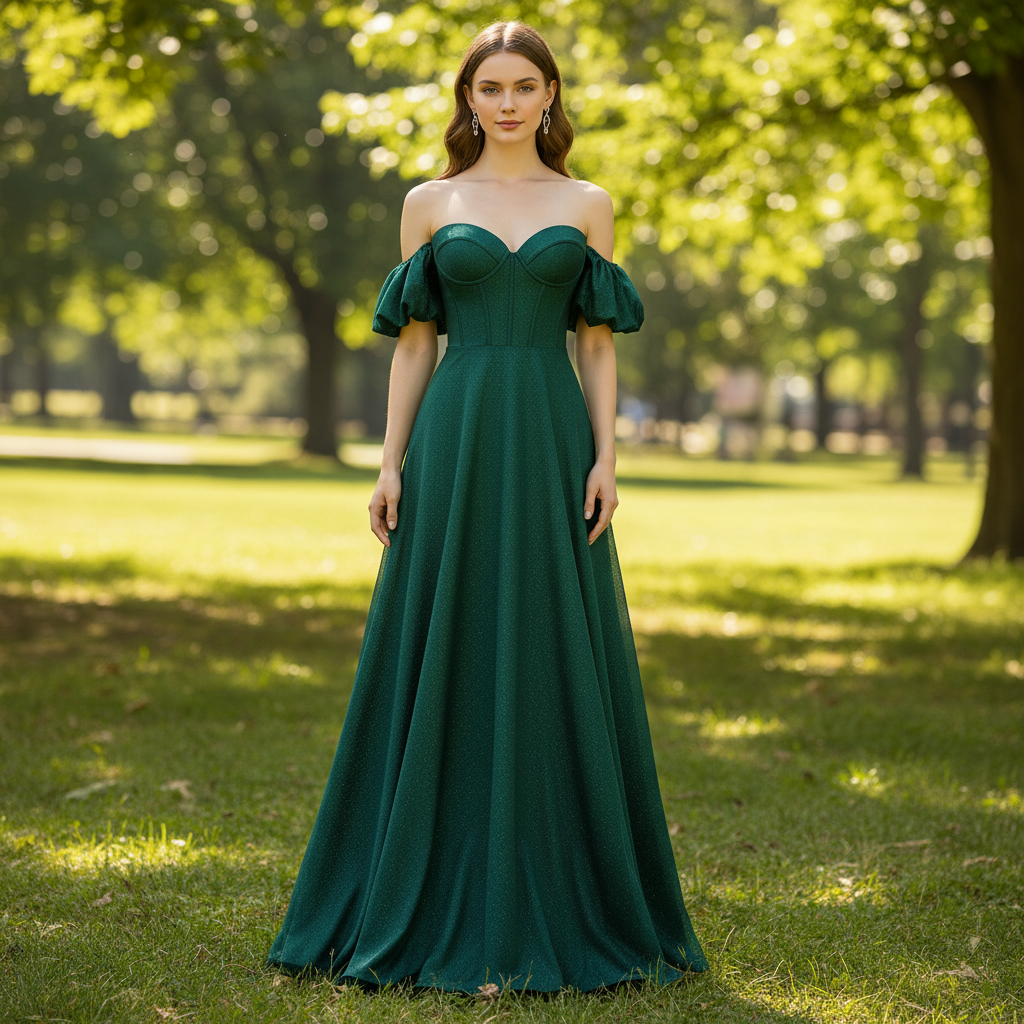 Elegant Hunter Green A Line Off Shoulder Prom Party Gown with Sweethea Rosymae Elegant Hunter Green A Line Off Shoulder Prom Party Gown with Sweethea Rosymae