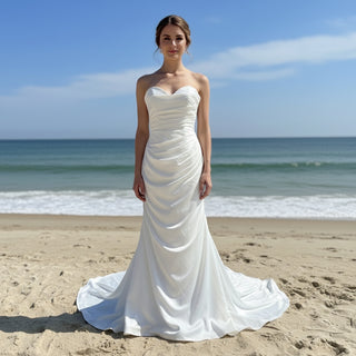 Classic Strapless Sweetheart Mermaid Wedding Dress with Pleated