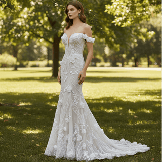 Sweetheart Neckline Princess Fit and Flare Wedding Dress - Rosymae