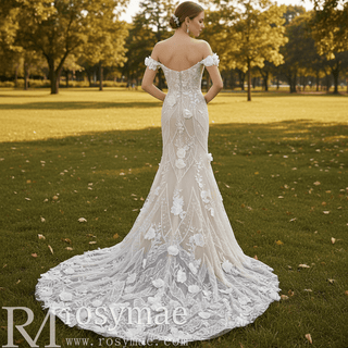 Sweetheart Neckline Princess Fit and Flare Wedding Dress - Rosymae
