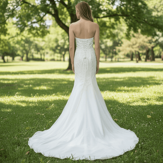 Sweetheart Neckline Strapless Crepe Mermaid Wedding Dresses - Rosymae