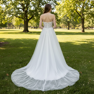 Strapless A-line Sweetheart Tulle Wedding Dress with Lace Bodice