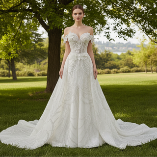 Strapless Sparkly Sweetheart Wedding Dress with Detachable Skirt