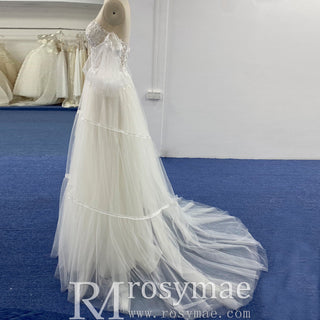 Sweetheart Neckline Wedding Dress with Off Shoulder Long Sleeve - Rosymae