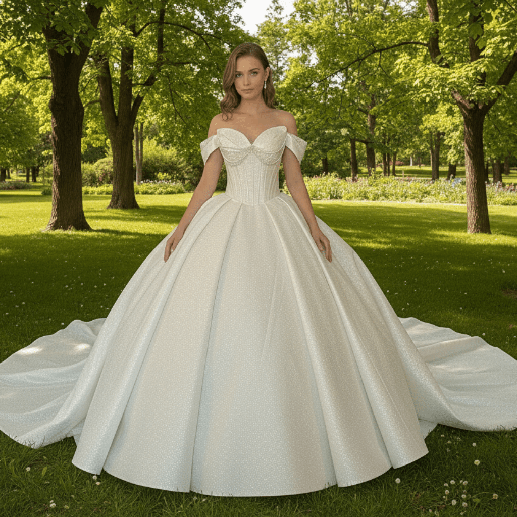 Sweetheart Off the Shoulder Ball Gown Wedding Dress - Rosymae