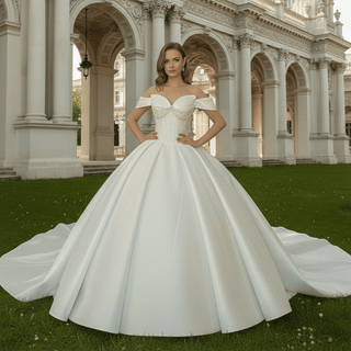 Sweetheart Off the Shoulder Ball Gown Wedding Dress - Rosymae