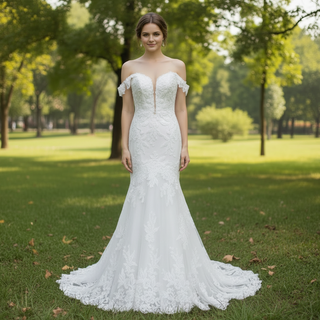 Off Shoulder Sweetheart Lace Trumpet Mermaid Wedding Dresses