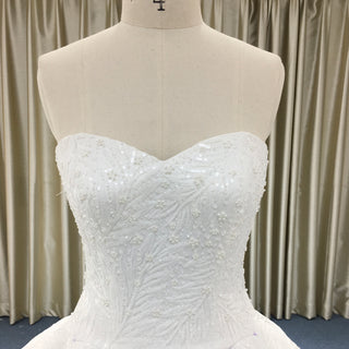 Elegant Sweetheart Neck Ball Gown Lace Wedding Dress Cathedral Train