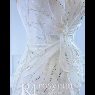 Sweetheart Sheath Satin Modern Butterfly Wedding Dress with Leg Slit - Rosymae
