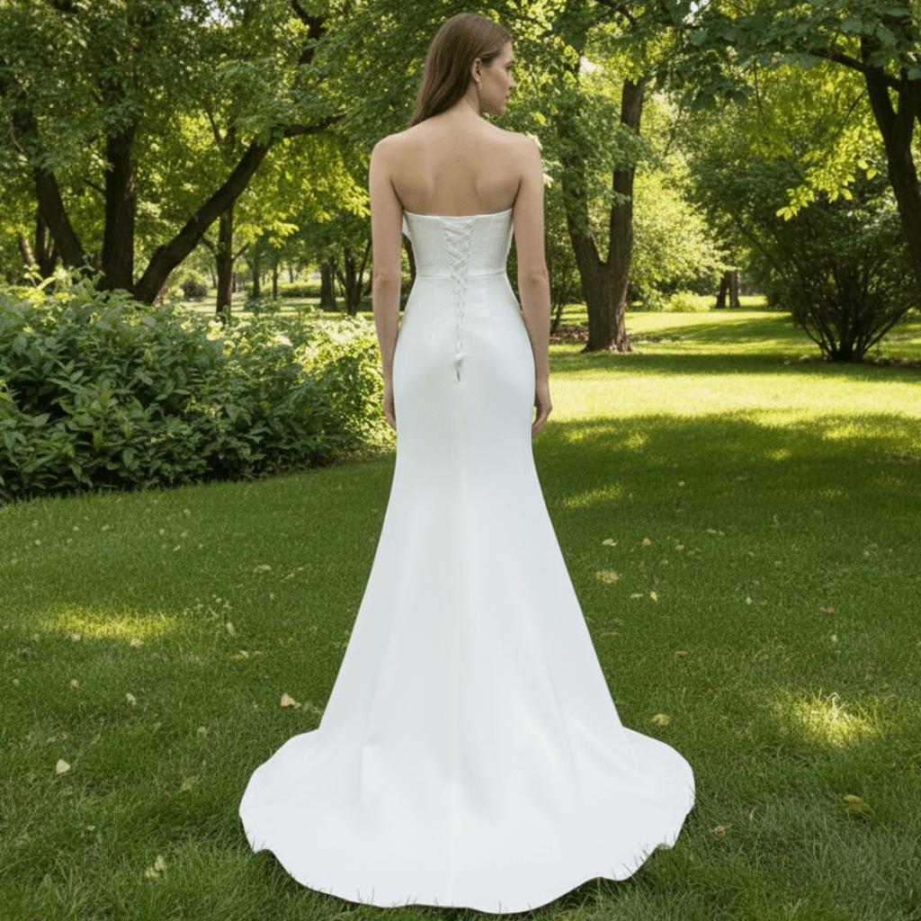 Sweetheart Sheath Satin Modern Butterfly Wedding Dress with Leg Slit - Rosymae