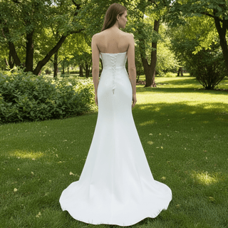 Sweetheart Sheath Satin Modern Butterfly Wedding Dress with Leg Slit - Rosymae