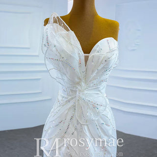 Sweetheart Sheath Satin Modern Butterfly Wedding Dress with Leg Slit - Rosymae