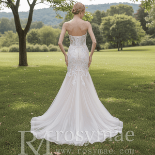 Sweetheart Strapless Slim Mermaid Beaded Empire Wedding Dress - Rosymae