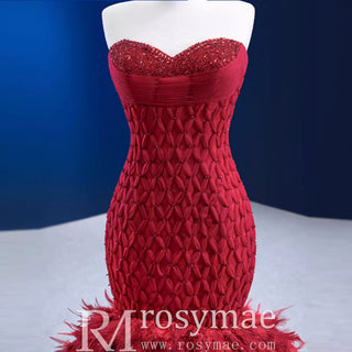 Sweetheart Trumpet Luxury Wedding Dress with Feather - Rosymae
