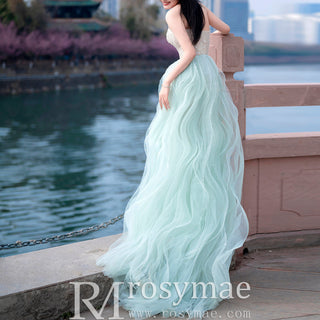 Strapless Sweetheart Evening Dress Party Gown with Ruffle Tulle