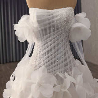 Sweetheart Wedding Gown with Cascading Ruffles and Detachable Sleeves - Rosymae