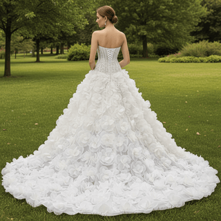 Sweetheart Wedding Gown with Cascading Ruffles and Detachable Sleeves - Rosymae
