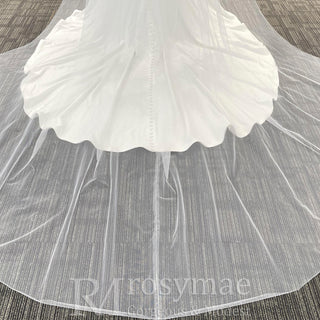 Elegantly Simple Low Back V-Neck Mermaid Wedding Dress with Wide Strap