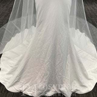 Elegantly Simple Low Back V-Neck Mermaid Wedding Dress with Wide Strap