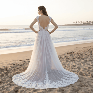 Tank Strap V Neck A Line Plus Size Wedding Dresses for Short Brides - Rosymae