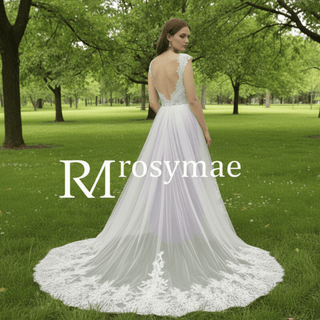 Tank Strap V Neck A Line Plus Size Wedding Dresses for Short Brides - Rosymae