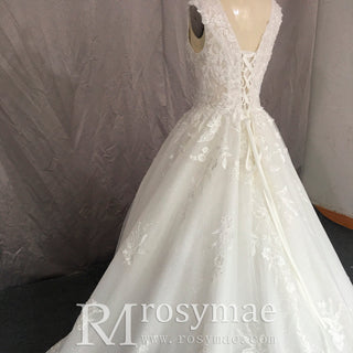 Tank Top Style Wedding Dress With Deep V-neck - Rosymae