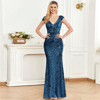 Temperament Slim Formal Evening Dress Mermaid Sequins Prom Dresses Hunter Green / S Temperament Slim Formal Evening Dress Mermaid Sequins Prom Dresses Hunter Green / S