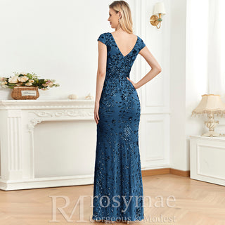 Temperament Slim Formal Evening Dress Mermaid Sequins Prom Dresses