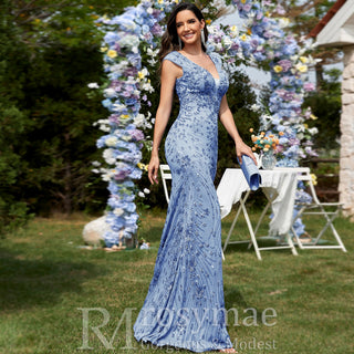 Temperament Slim Formal Evening Dress Mermaid Sequins Prom Dresses - Rosymae