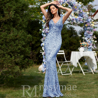 Temperament Slim Formal Evening Dress Mermaid Sequins Prom Dresses - Rosymae