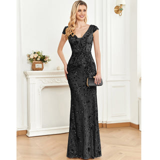 Temperament Slim Formal Evening Dress Mermaid Sequins Prom Dresses - Rosymae