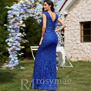 Temperament Slim Formal Evening Dress Mermaid Sequins Prom Dresses - Rosymae