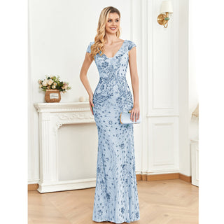 Temperament Slim Formal Evening Dress Mermaid Sequins Prom Dresses - Rosymae