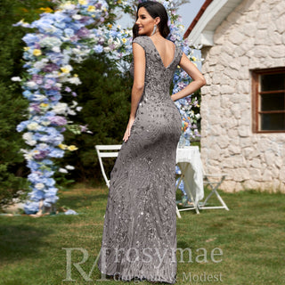 Temperament Slim Formal Evening Dress Mermaid Sequins Prom Dresses - Rosymae