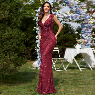 Temperament Slim Formal Evening Dress Mermaid Sequins Prom Dresses - Rosymae