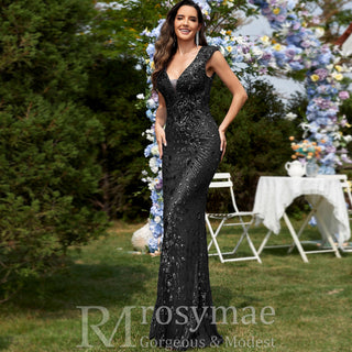 Temperament Slim Formal Evening Dress Mermaid Sequins Prom Dresses - Rosymae
