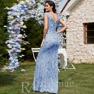 Temperament Slim Formal Evening Dress Mermaid Sequins Prom Dresses - Rosymae