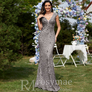 Temperament Slim Formal Evening Dress Mermaid Sequins Prom Dresses - Rosymae
