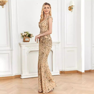Temperament Slim Formal Evening Dress Mermaid Sequins Prom Dresses - Rosymae