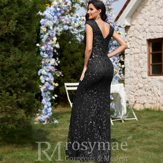 Temperament Slim Formal Evening Dress Mermaid Sequins Prom Dresses - Rosymae