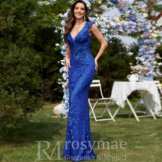 Temperament Slim Formal Evening Dress Mermaid Sequins Prom Dresses - Rosymae