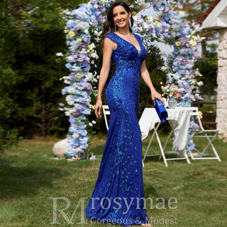 Temperament Slim Formal Evening Dress Mermaid Sequins Prom Dresses - Rosymae