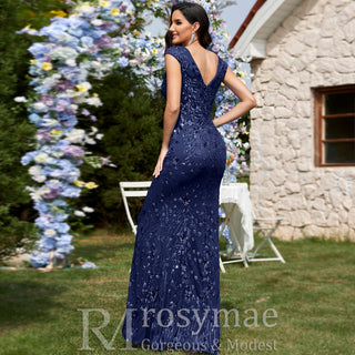 Temperament Slim Formal Evening Dress Mermaid Sequins Prom Dresses - Rosymae