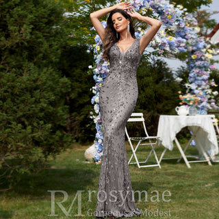 Temperament Slim Formal Evening Dress Mermaid Sequins Prom Dresses - Rosymae