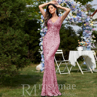 Temperament Slim Formal Evening Dress Mermaid Sequins Prom Dresses - Rosymae