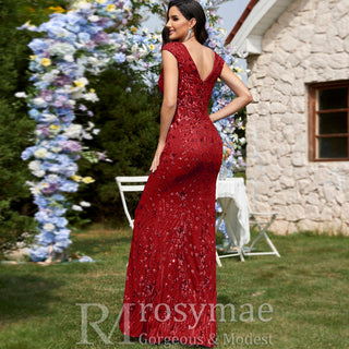 Temperament Slim Formal Evening Dress Mermaid Sequins Prom Dresses - Rosymae