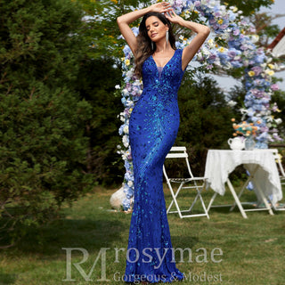 Temperament Slim Formal Evening Dress Mermaid Sequins Prom Dresses - Rosymae