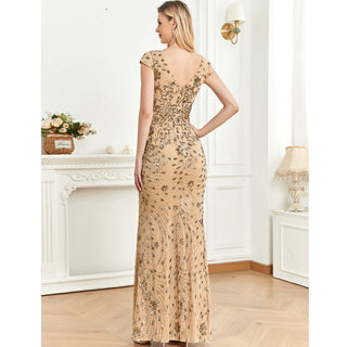 Temperament Slim Formal Evening Dress Mermaid Sequins Prom Dresses - Rosymae